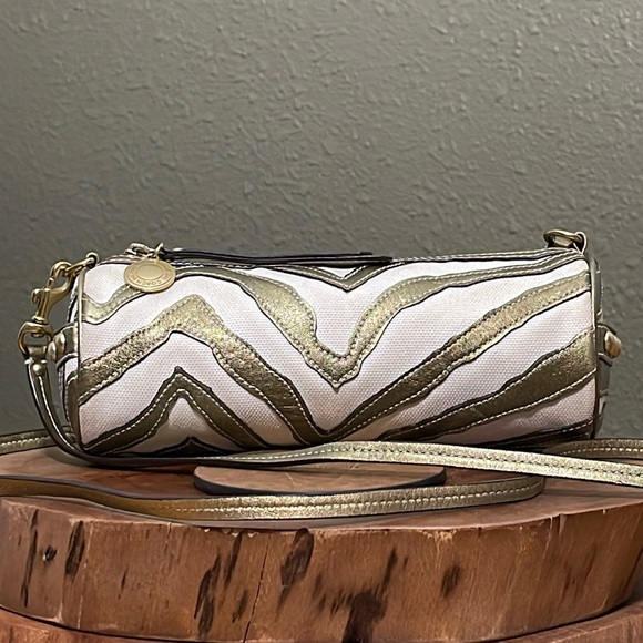 RARE COACH ZEBRA & STUD MINI BARREL CROSSBODY - Picture 1 of 13